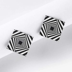 Ασπρόμαυρα σκουλαρίκια κουμπιά