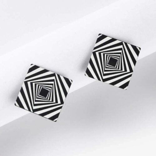 Ασπρόμαυρα σκουλαρίκια κουμπιά