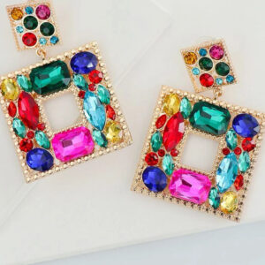 Πολύχρωμα κρεμαστά σκουλαρίκια με στρας