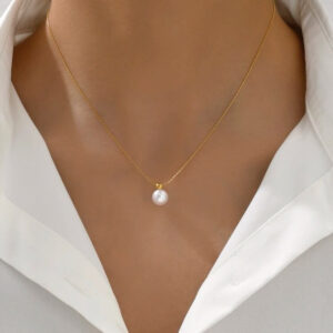 Κολιέ από ανοξείδωτο ατσάλι με περλα
