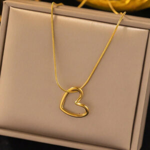 Gold  stainless necklace heart