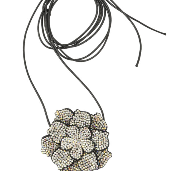 Choker για το λαιμό με λουλούδι και στρας