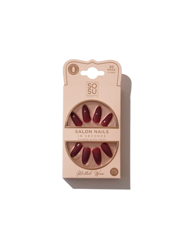 Mulled-wine-faux-nails-deep-red-glossy